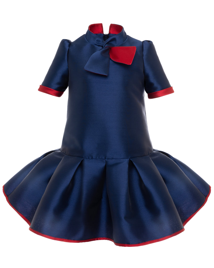 MIMISOL FALL 2026 Bi-Color Micado Dress in Navy