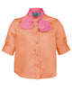 MiMiSol SS24 Blouse with Contrast Bow in Orange