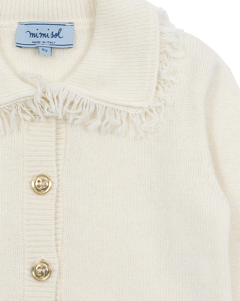 MIMISOL Fall Winter 2025 WOOL KNITTED CARDIGAN in CREAM