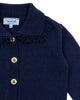 MIMISOL Fall Winter 2025 WOOL KNITTED CARDIGAN in DARK BLUE with YELLOW