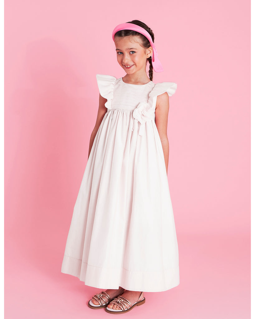 MIMISOL Spring Summer 2026 COTTON-ORGANZA MAXI DRESS IN CREAM