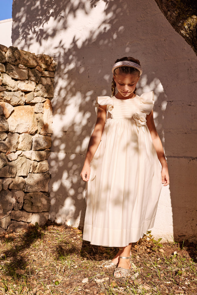 MIMISOL Spring Summer 2026 COTTON-ORGANZA MAXI DRESS IN PINK