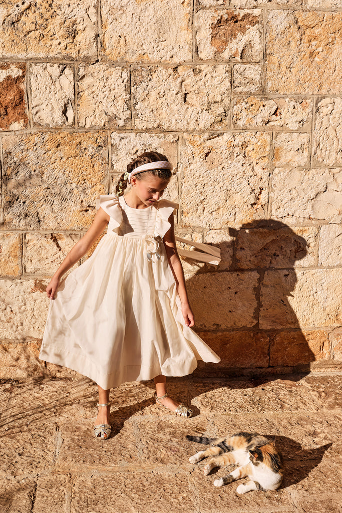 MIMISOL Spring Summer 2026 COTTON-ORGANZA MAXI DRESS IN PINK