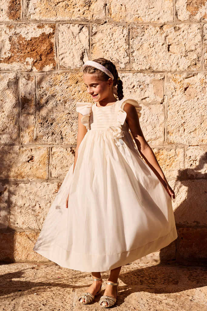 MIMISOL Spring Summer 2026 COTTON-ORGANZA MAXI DRESS IN CREAM