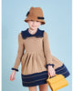 MIMISOL Fall Winter 2025 WOOL KNIT DRESS in BEIGE-DARK BLUE
