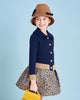 MIMISOL Fall Winter 2025 WOOL KNITTED CARDIGAN in DARK BLUE with BEIGE