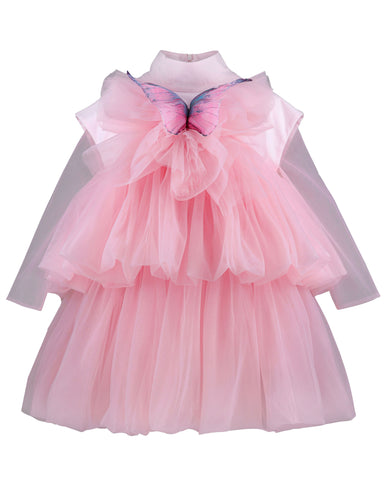 NIKOLIA "Good Morning Heaven" PRAY Cotton Bubble Skirt Dress in Pink and White