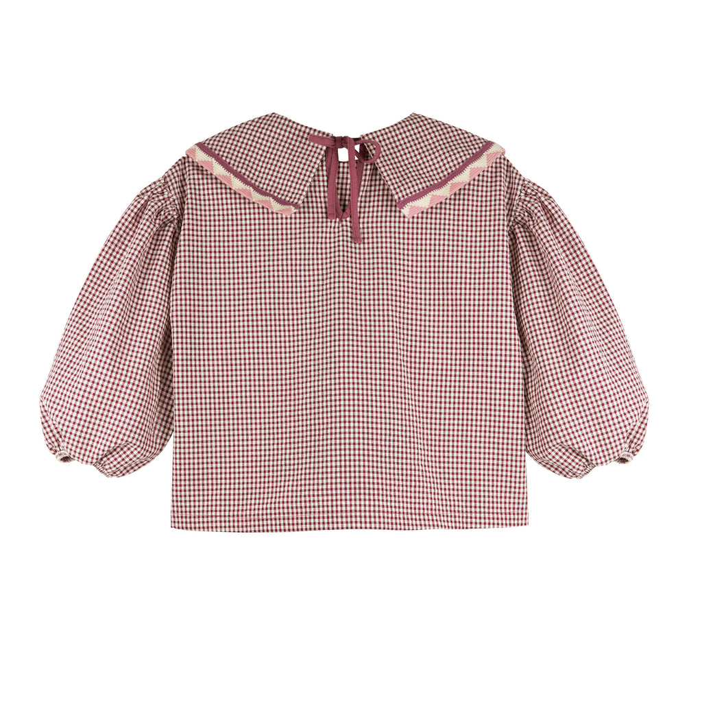 MORNING MESS THERAPY PETRA STATEMENT COLLAR BLOUSE GINGHAM