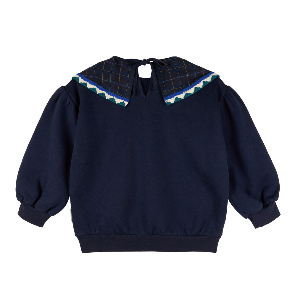 MORNING MESS THERAPY STATEMENT COLLAR SWEATSHIRT in Navy