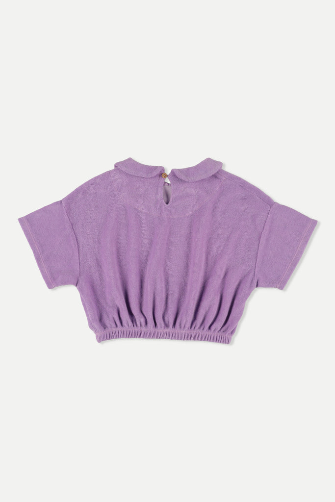 MY LITTLE COZMO "Les Tresors Marines" Organic Toweling Terry Blouse in Purple