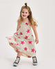 NUNUNU SS25 STAR COLLAR DRESS in Natural with Pink Stars