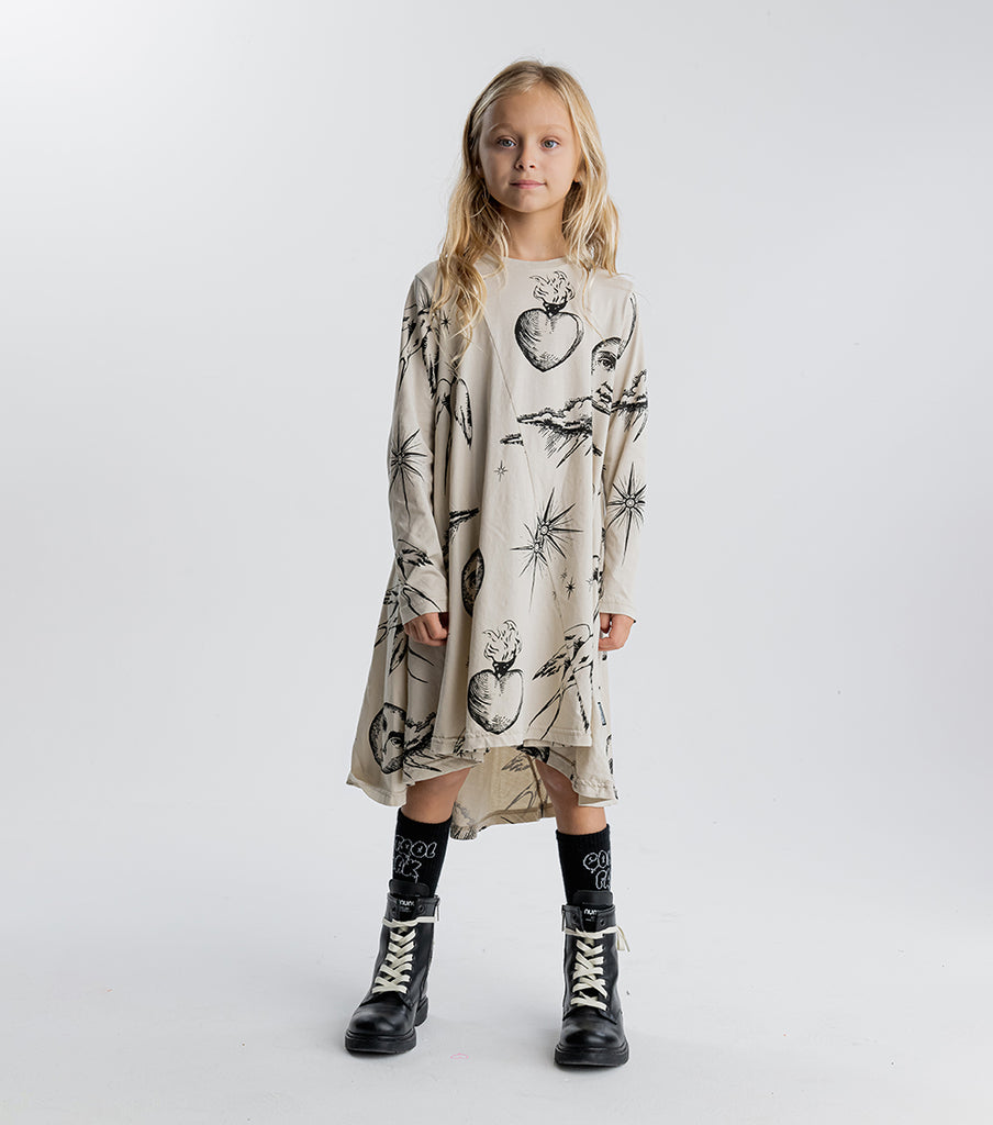 NUNUNU FW23 All Inked 360 Dress in Smokey Natural