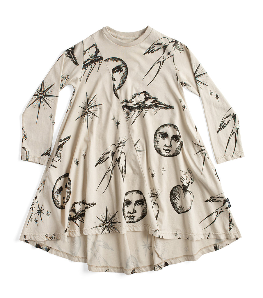 NUNUNU FW23 All Inked 360 Dress in Smokey Natural