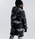 NUNUNU FW23 All Inked Reversible Long Hooded Faux Fur Lined Down Jacket Coat