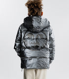 NUNUNU FW23 Sun Inked Hooded Down Jacket in Titanium