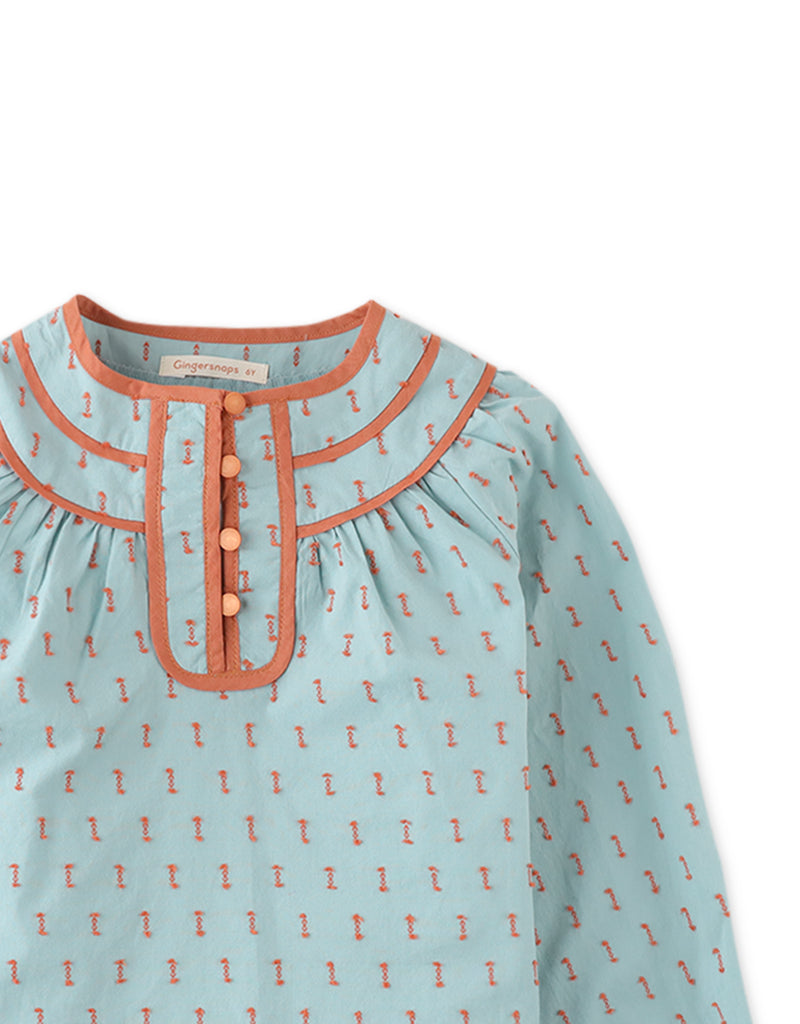 GINGERSNAPS FW24 DOTTED TOP BLOUSE WITH CONTRAST TRIM