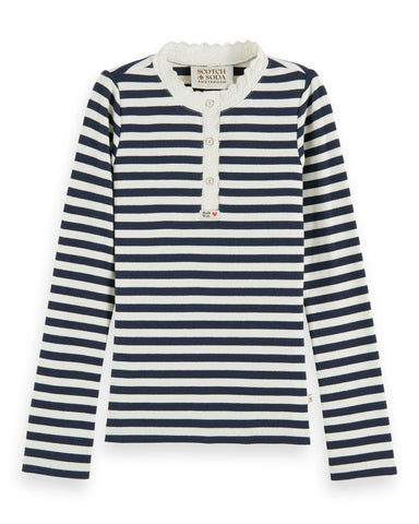 SCOTCH AND SODA SS24 GIRL CAPPED SLEEVE STRIPED DRESS