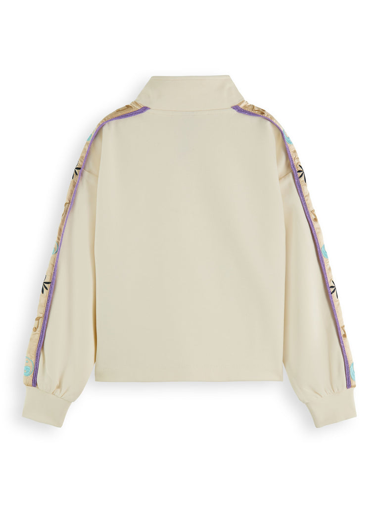 SCOTCH AND SODA FW23 Half Zip Embroidered Detail Sweatshirt Top