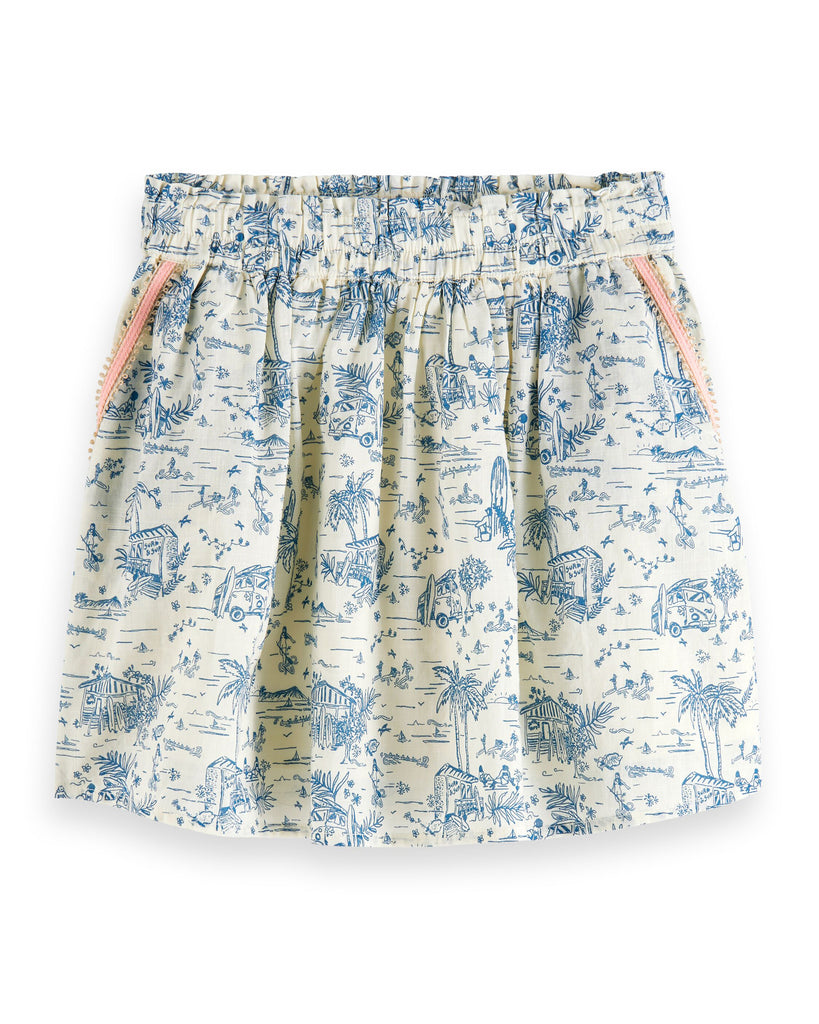 SCOTCH AND SODA SS24 GIRL ALL-OVER PRINTED MINI SKIRT
