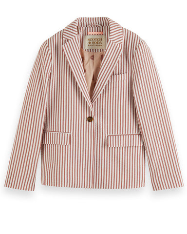 SCOTCH AND SODA Striped Embroidered Tie-front Blouse Shirt Top