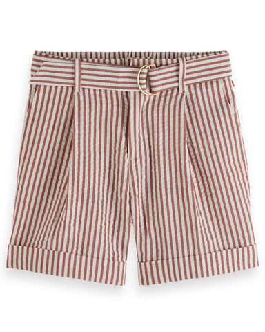 SCOTCH AND SODA Paperwaist Striped Seersucker Bermuda Shorts