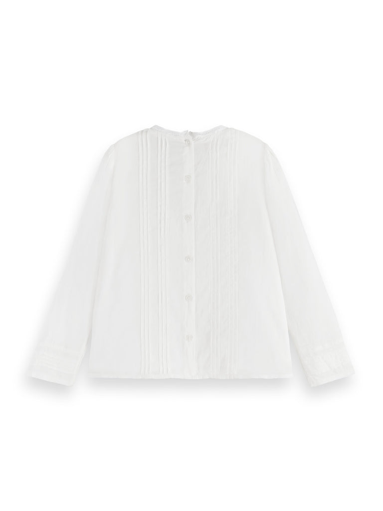 SCOTCH AND SODA SS24  DELICATE LACE DETAIL LONG-SLEEVED TOP BLOUSE