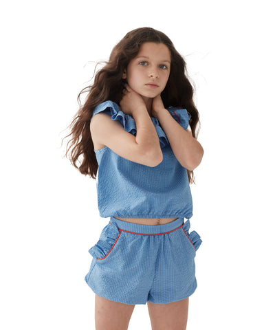 THE MIDDLE DAUGHTER AW23 Bubbling Under Dress in Wild Swim Blue