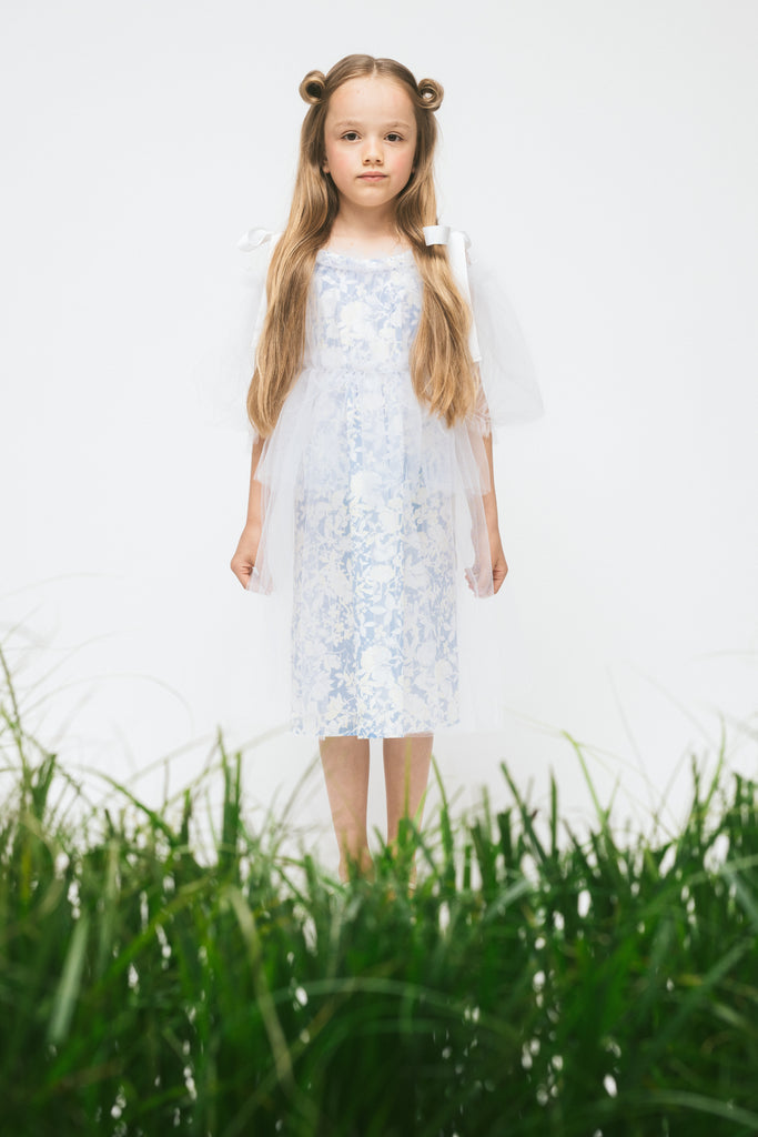 PAADE MODE "RETURN TO NATURE" Tulle Maxi Dress Anemone in Blue and White