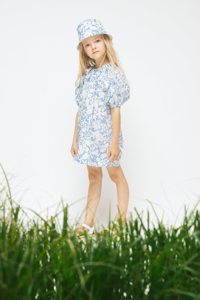 PAADE MODE "RETURN TO NATURE" Cotton Puff Sleeve Dress Anemone in Blue