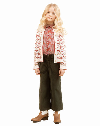 NICOLE MILLER GIRLS Rose Embroidered Cardigan Sweater