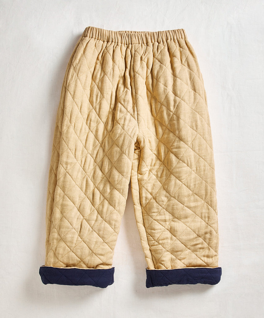 OEUF "Handle With Care" Quilted Reversible Pants in Indigo