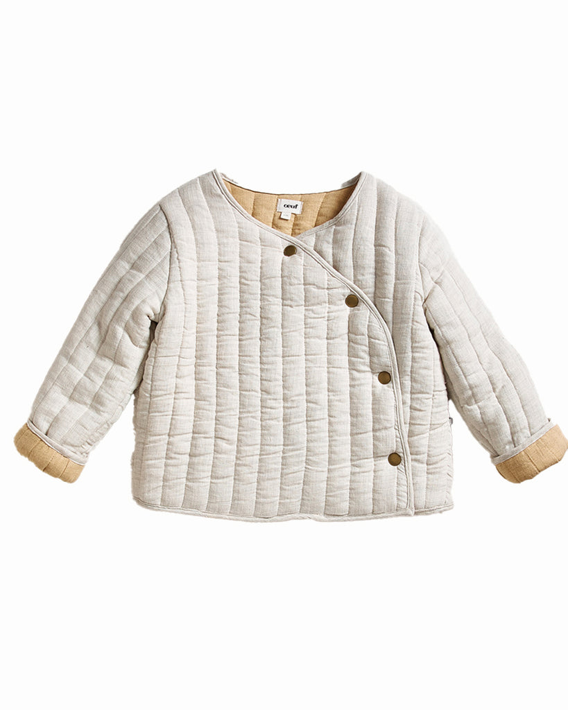 OEUF "Handle With Care" Quilted Jacket in Cloud and Sand