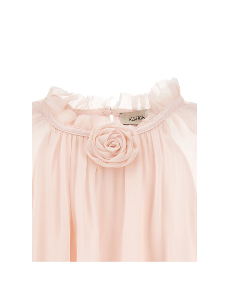 ALBERTA FERRETTI KIDS Long Sleeve Georgette Viscose Dress