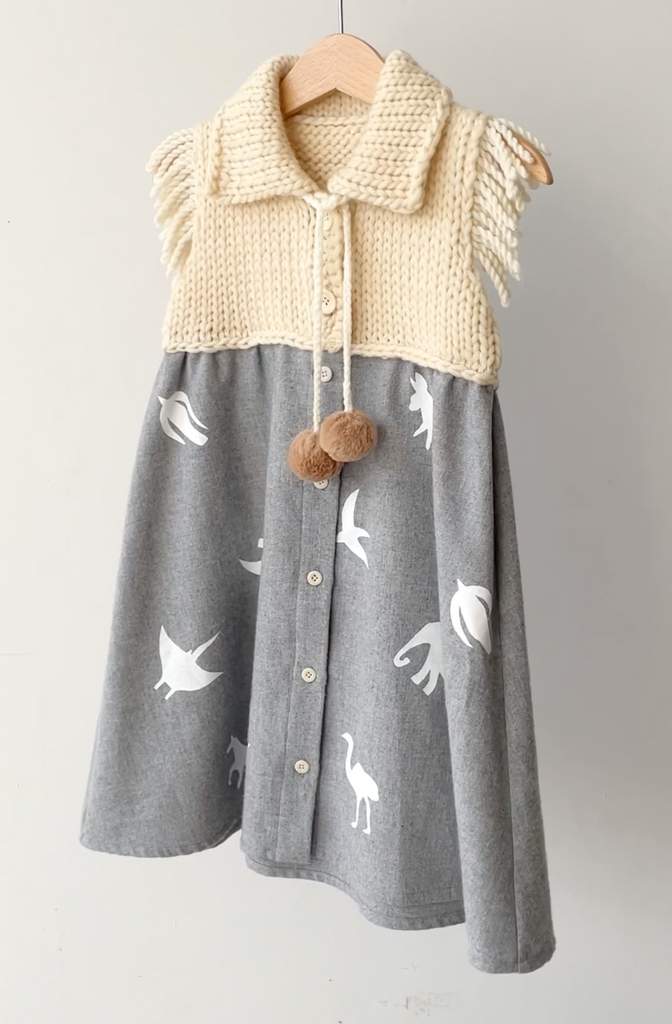 TAGO Combination Knit and Wool Dress