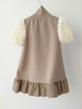 TAGO A-Line Dress with Knit Sleeves in Beige