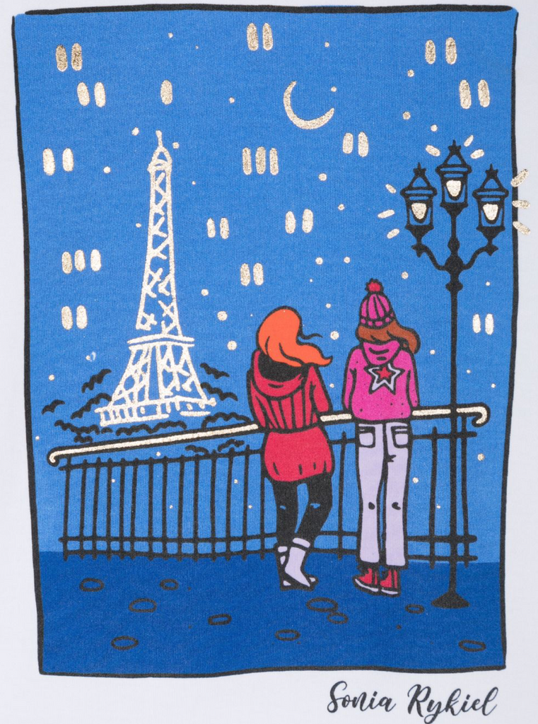 SONIA RYKIEL ENFANT FW23 Eiffel Tower Long Sleeve T-shirt
