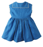 GINGERSNAPS SS24 Girls Retro Embroidered Sailor Collar Chambray Dress