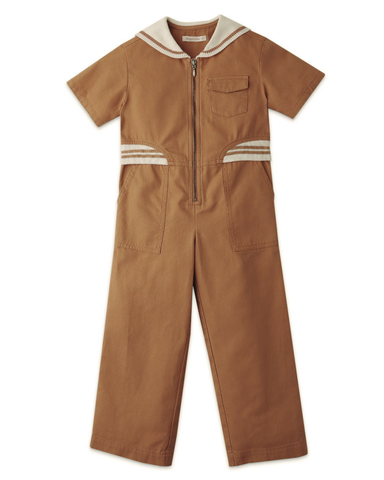 GINGERSNAPS SS24 Girls Linen Jumpsuit with Embroidered Linen Collar
