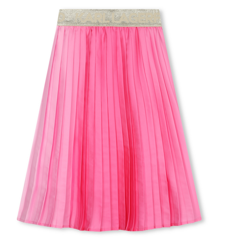 KARL LAGERFELD SS24 Pink Pleated Midi Skirt