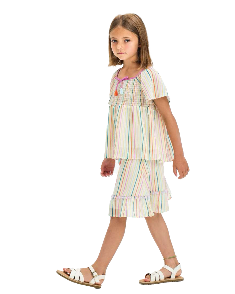 NICOLE MILLER GIRLS SS24 Stripe Skirt with Tassels