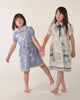 TAGO SS25 Short Sleeve Printed Dress in Ecru