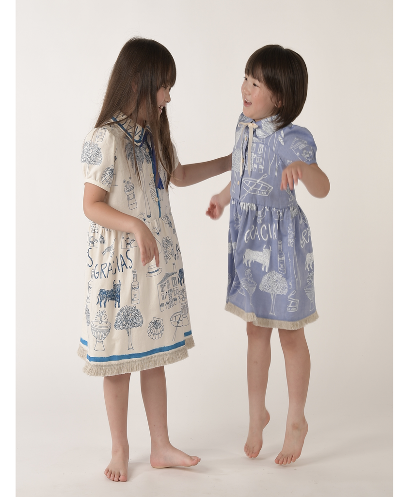 TAGO SS25 Short Sleeve Printed Dress in Chambray