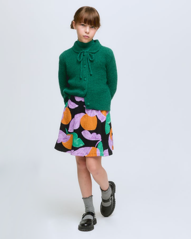 MiMiSol SS24 Tafetta Dress with Orange Print and Rhinestones