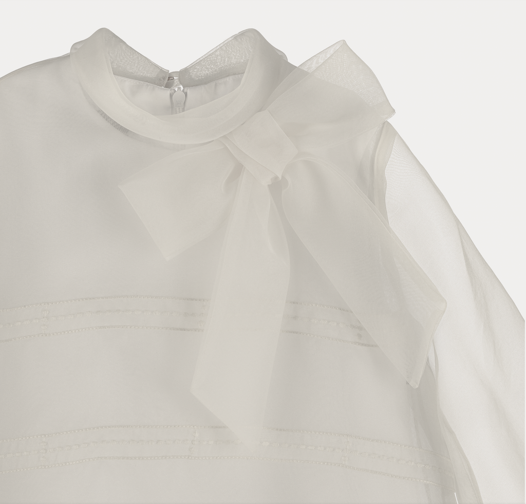 ELIE SAAB Spring Summer 2026 EMBROIDERY ORGANZA DRESS in CREAM