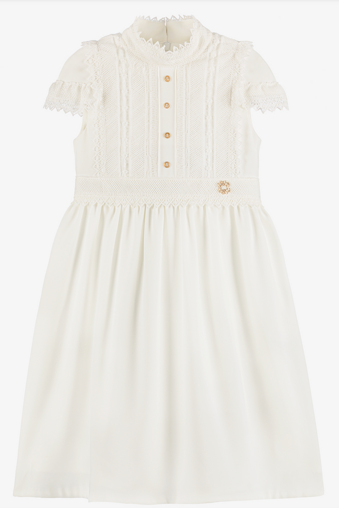 ELIE SAAB Spring Summer 2026 CREPE DRESS WITH REMOVABLE CAPE SLEEVES in CREAM