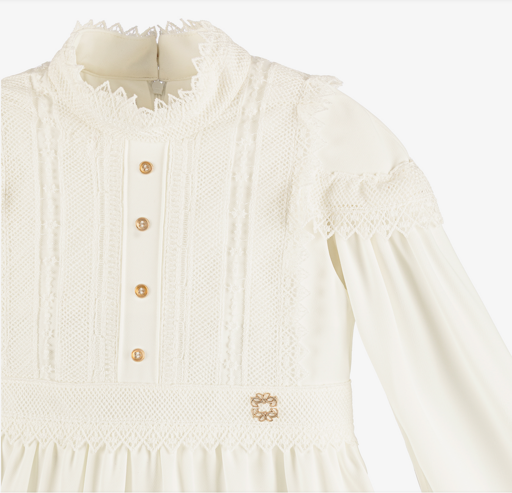 ELIE SAAB Spring Summer 2026 CREPE DRESS WITH REMOVABLE CAPE SLEEVES in CREAM