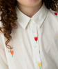 COMPANIA FANTASTICA SS26 Long Sleeved White Shirt with Embroidered Tulips