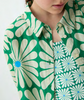 COMPANIA FANTASTICA SS26 Olive Flower Print Long Sleeve Shirt Top