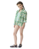 COMPANIA FANTASTICA SS26 Olive Flower Print Long Sleeve Shirt Top