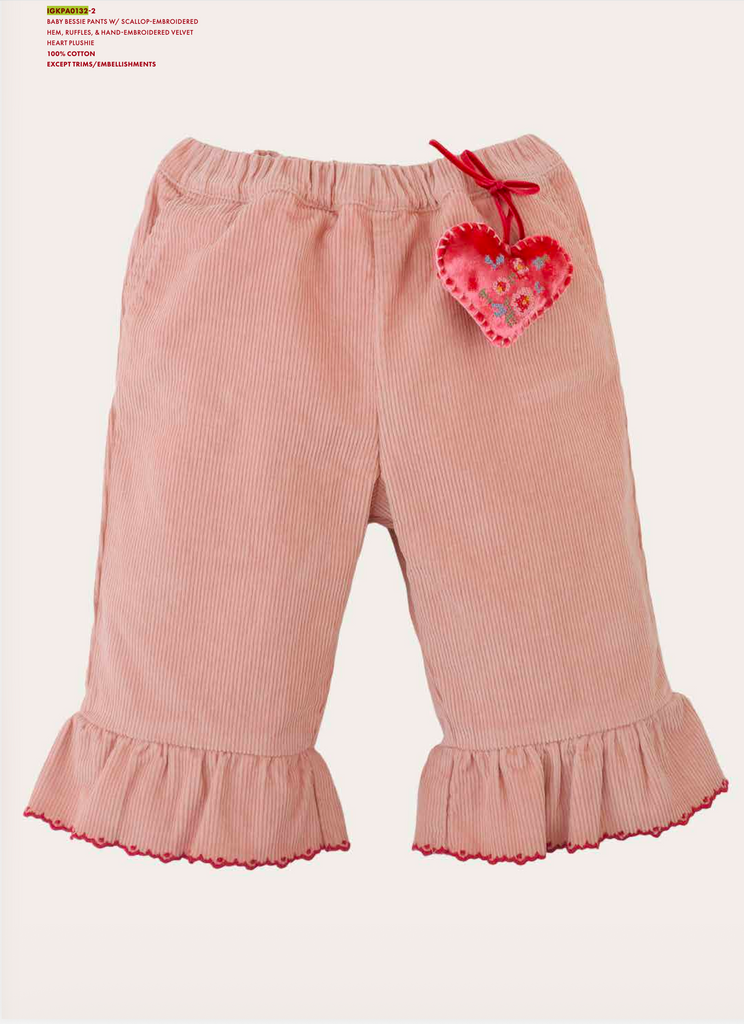 GINGERSNAPS FALL 2026 BABY BESSIE PANTS WITH SCALLOP HEM AND HEART PLUSH